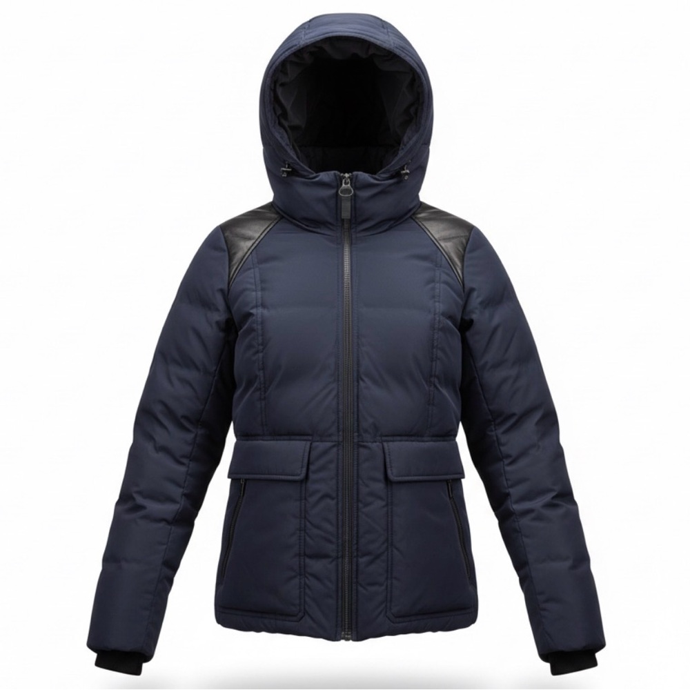 MACKAGE Down Leather Trim Coat‎ Jacket Blue